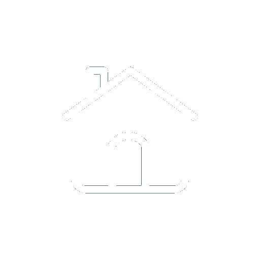 Home icon, outline of a house.