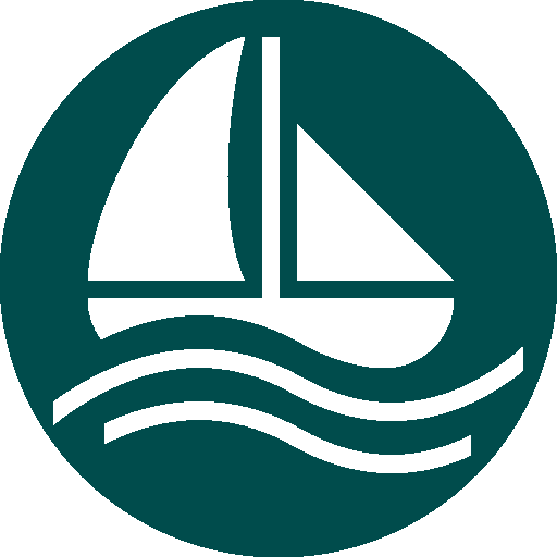 circular icon, sailboat